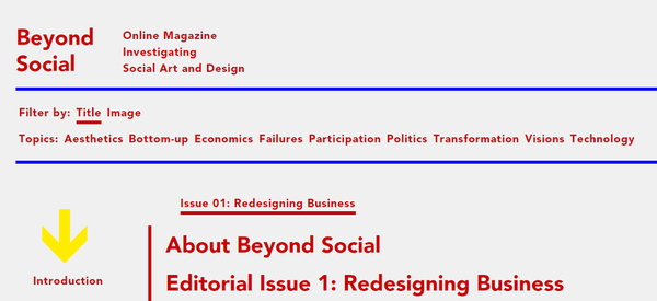 Still of the website. The Section category is represented to the left of the article titles.
